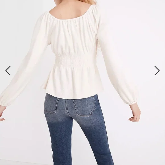 NWT Madewell Plush Square-Neck Smocked Top - Picture 5 of 5